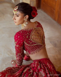 heavily embroidered wedding lehenga