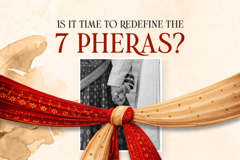 Indian couple taking 7 pheras around sacred fire