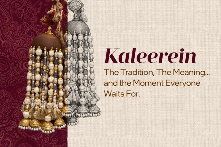 Bride wearing personalised gold kaleerein during chooda ceremony